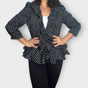 Lauren Ralph Lauren Black and White Striped Blouse